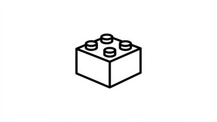 Obraz premium Black and white Lego brick icon on white background.