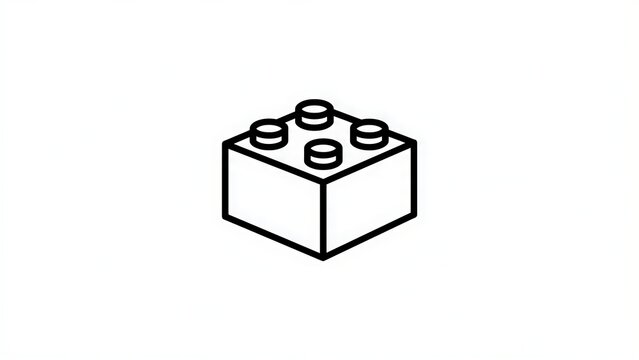 Black and white Lego brick icon on white background.