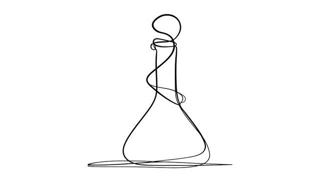 Minimalist line art flask white background.