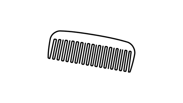 Black comb illustration on white background.