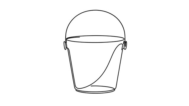 Simple wireframe bucket illustration white background.
