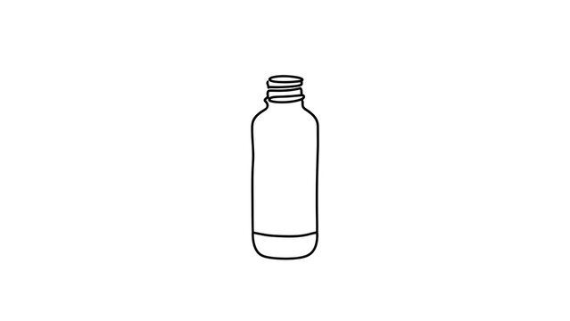 Empty glass bottle illustration on white background.
