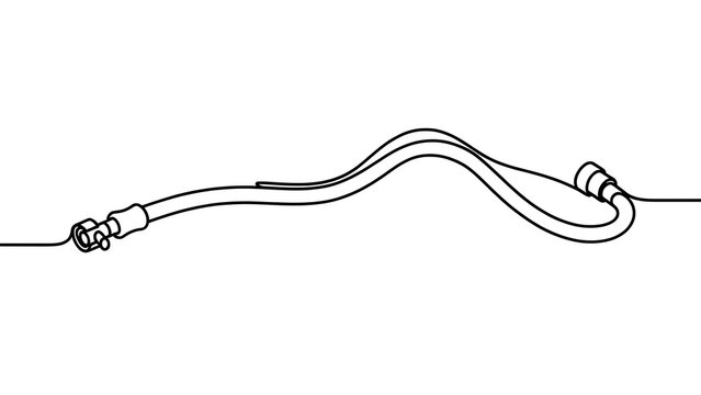 Curved black cable with connectors white background.
