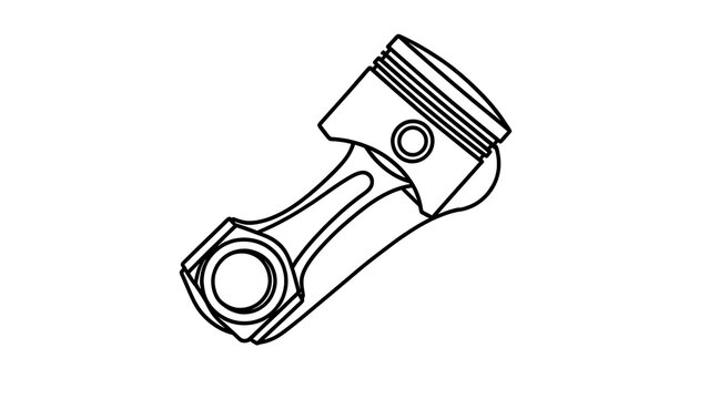 Connecting rod and piston on white background.