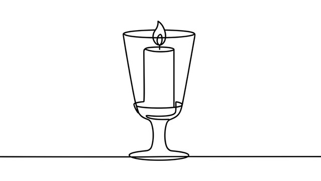 Minimalist candle illustration on white background.