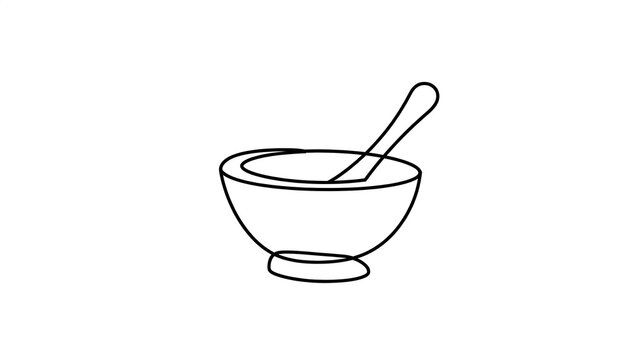 Mortar and pestle icon on white background.