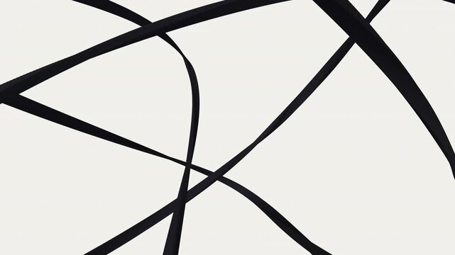 seamless loop of interlocking dark rectangular blocks forming a complex rotating mathematical structure, ideal as a minimalist video wallpaper for presentations.