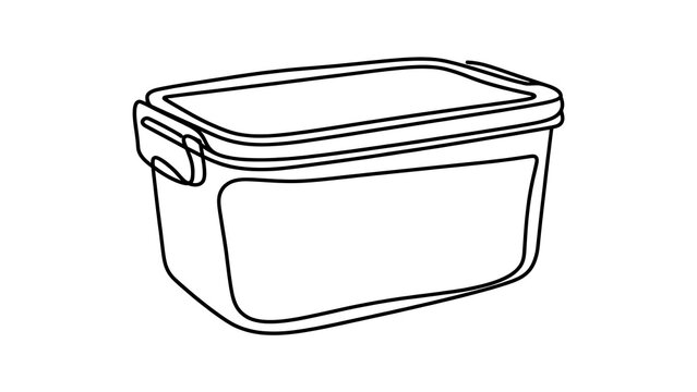 Plastic storage container with lid white background.