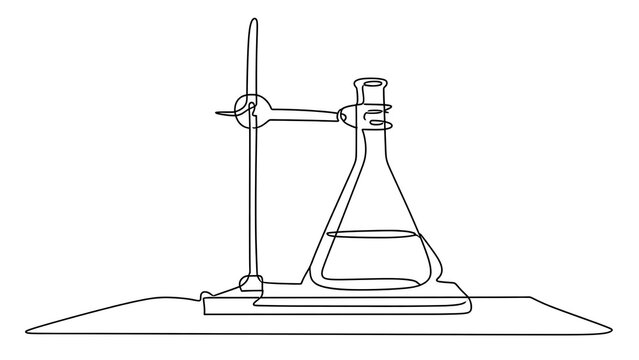 Laboratory glassware setup on white background.