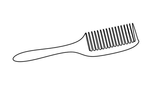 Simple black hair comb illustration white background.