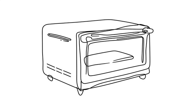 Vintage toaster oven illustration white background.