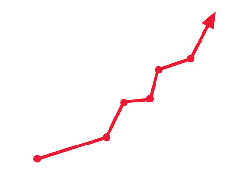 Red Upward Growth Arrow Graph Isolated on Transparent Background