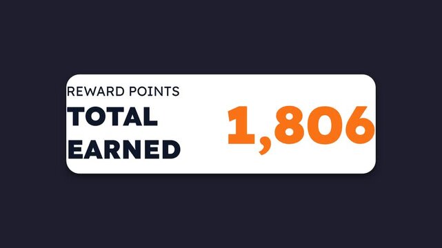 Reward points counter, increasing numbers on screen, seamless loop, symbolizing customer loyalty and rewards program for business and marketing