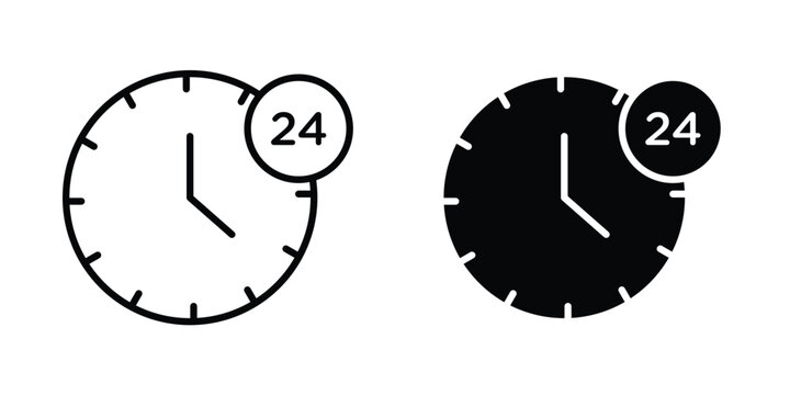 Time twenty four icon line illustrations set