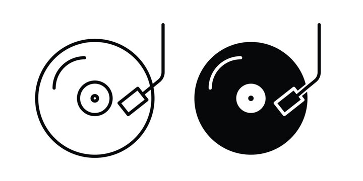Vinyl icon line illustrations set