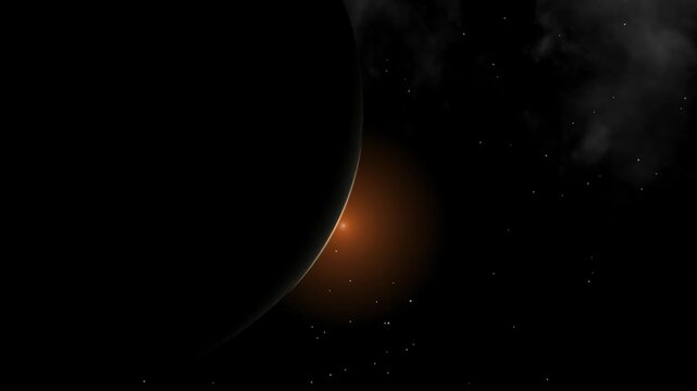 Mars planet 3D rotation of the fourth planet from the sun illuminated by bright sunlight in dark space in 4K Ultra HD footage.
