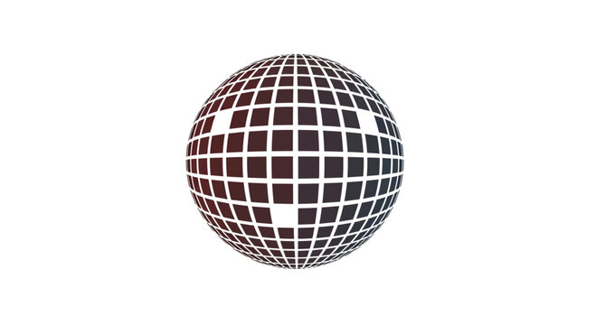 Monochrome wireframe disco ball mirror sphere.