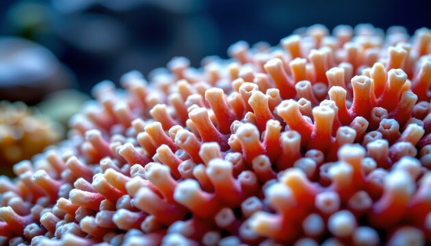 The image shows a close up of a cluster of coral, highlighting its intricate and textured surface