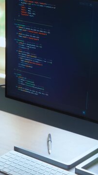 AI assistant or AI agent running automated tasks on computer in empty workspace, generating code and working on project automatically. Automation and task delegation to artificial intelligence