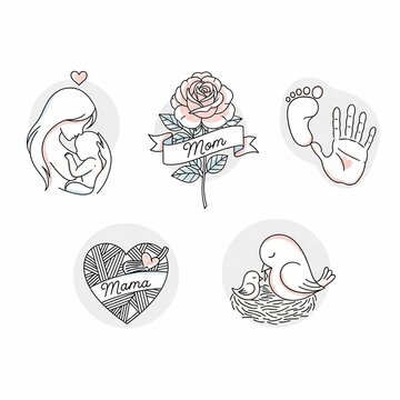 Gentle Embrace: A Mother's Love in Delicate Illustration