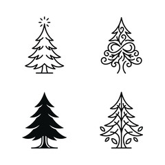 Obraz premium Set of Four Stylized Christmas Tree Icons and Graphics