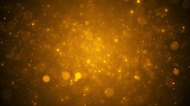 Golden bokeh particle background warm glowing dust, soft light orbs, rich atmosphere. celebration , luxury intros, festive titles, wedding overlays, award promos, elegant cinematic motion backgrounds.