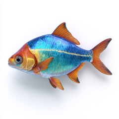 Fototapeta premium Vibrant Neon Blue And Orange Tetra Fish Isolated On A Clean White Background