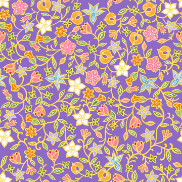Traditional Batik Floral Background seamless