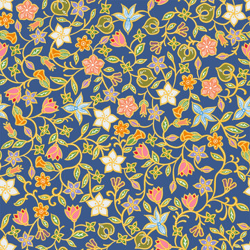 Traditional Batik Floral Background seamless