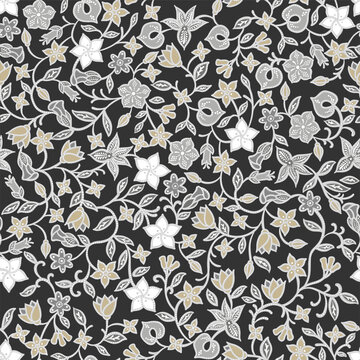 Traditional Batik Floral Background seamless