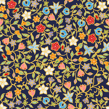 Traditional Batik Floral Background seamless