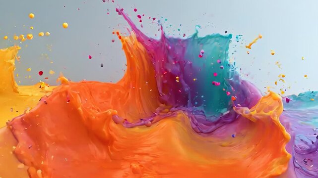 ?Colorful paint splash explosion in vibrant motion capture