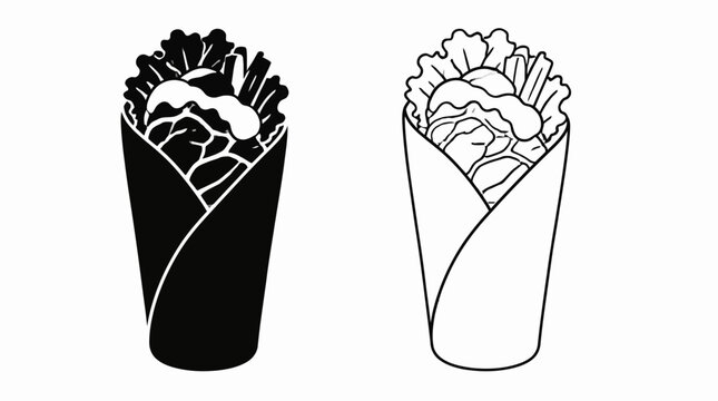 Doner Kebab Wrap Icons in Solid and Outline Styles