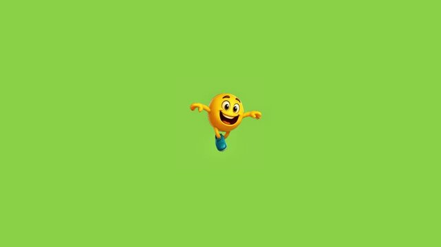 Animated yellow characters dancing playfully against solid vibrant green background with characters limbs performing performing playful dance captures three animated bright green backdrop cheerful