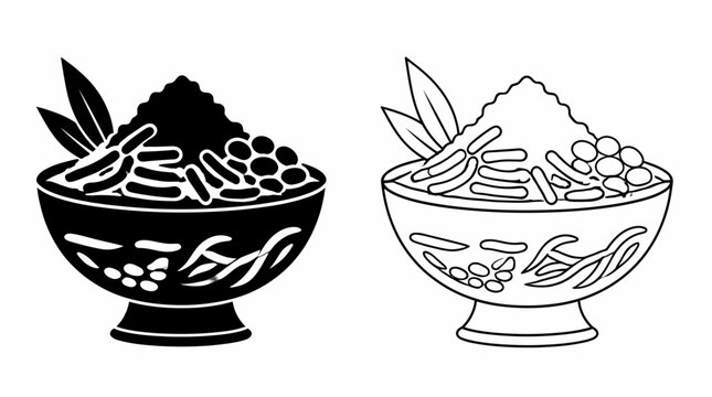 Cendol Dessert Icon Set, Traditional Southeast Asian Sweet Treat