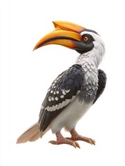 Fototapeta premium Detailed Portrait Of A Von Der Decken Hornbill Isolated On A Plain White Background Studio Shot