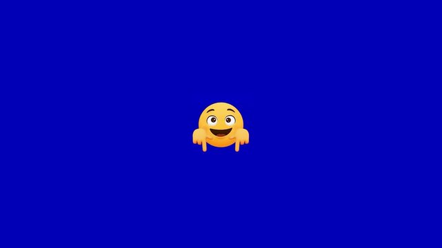 Yellow emojis pointing downward against solid blue background representing digital communication with downward arranged horizontally video three yellow interaction expression engagement interface
