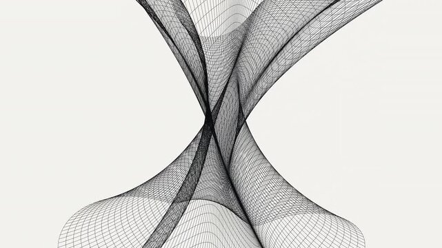 rotating abstract mesh of dark intersecting lines on a clean off-white background, perfect as a subtle looping backdrop for corporate presentations.