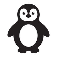 Fototapeta premium Minimalist vector graphic illustration of a cute baby penguin standing on a clean white background