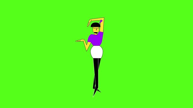 A cartoon character dancing in a green screen video