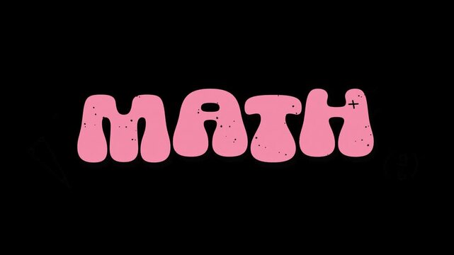 A video showcasing a pink math word in a creative educational setting
