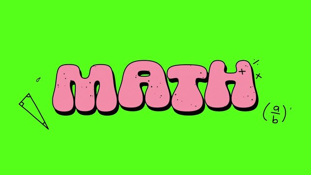 A colorful video showcasing the word math in a creative and playful way with various mathematical symbols and objects around it.