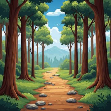 Sun-dappled Trail: A Vibrant Forest Path to Whispering Peaks