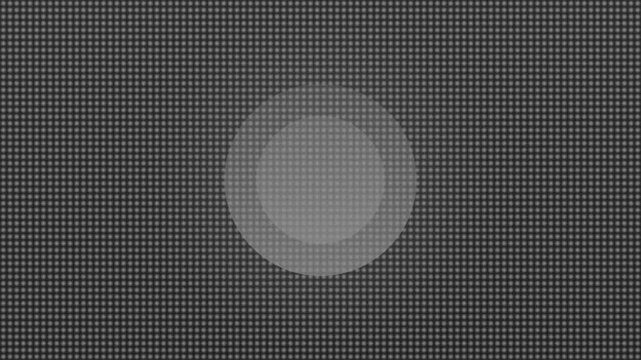 Abstract Digital Background Featuring a Concentric Circular Gradient Pattern on a Dark Grey Pixelated Grid Texture