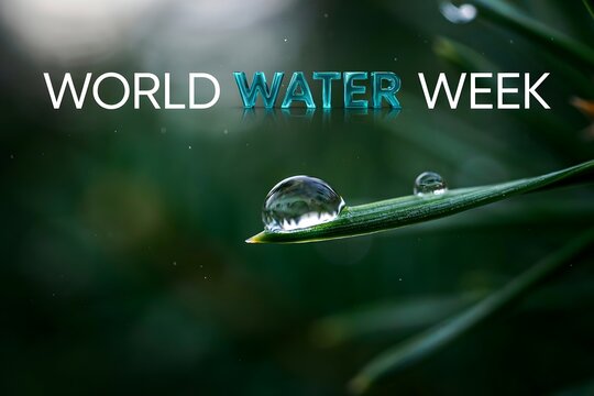 World water week concept with dew drop on leaf conservation environment