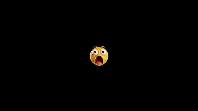 Three shocked yellow emojis floating against plain black background representing surprise with identical yellow spherical mouths with mouths