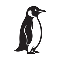 Obraz premium Minimalist vector graphic illustration of a majestic penguin standing in a simple flat artistic style