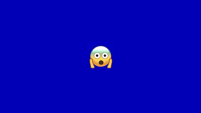 Three emoticons displaying shocked and surprised expressions arranged horizontally against a vibrant blue background with yellow emoticons with indicating shock surprise, confusion