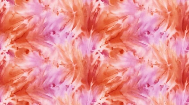 Vibrant pink and orange seamless tie dye abstract pattern