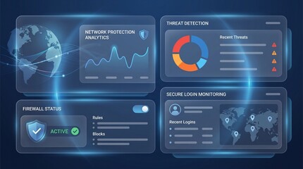 Fototapeta premium Futuristic Cyber Security Analytics Dashboard Interface.